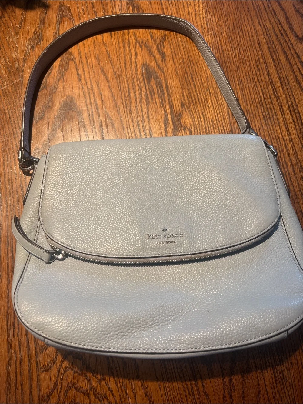 kate spade Pebbled Leather Shoulder Bag in Light Gray
